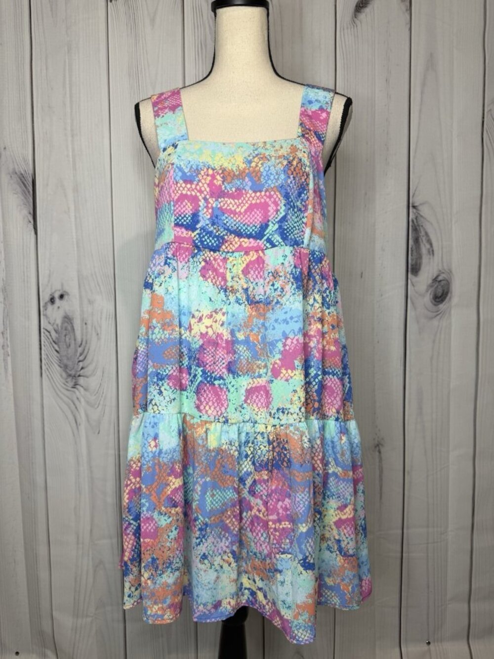 Adrienne Women’s Sz L Pastel Midi Dress Sleeveless Smocked Back NWT